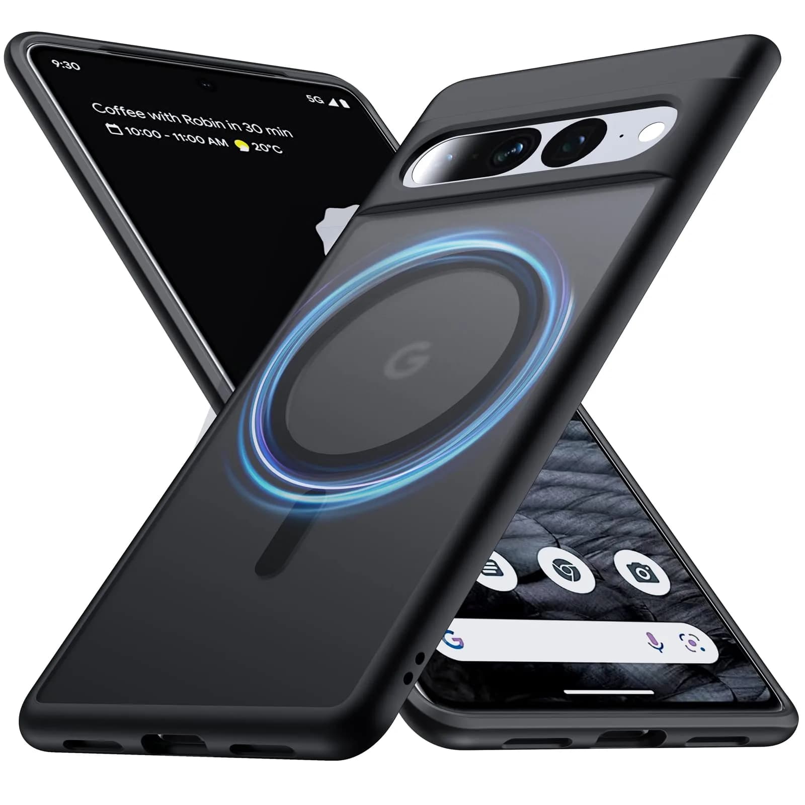 FNDMIL Magnetic Case for Google Pixel 7 Pro with MagSafe | Matte Black Translucent Hard Back & Soft TPU Frame - main product image