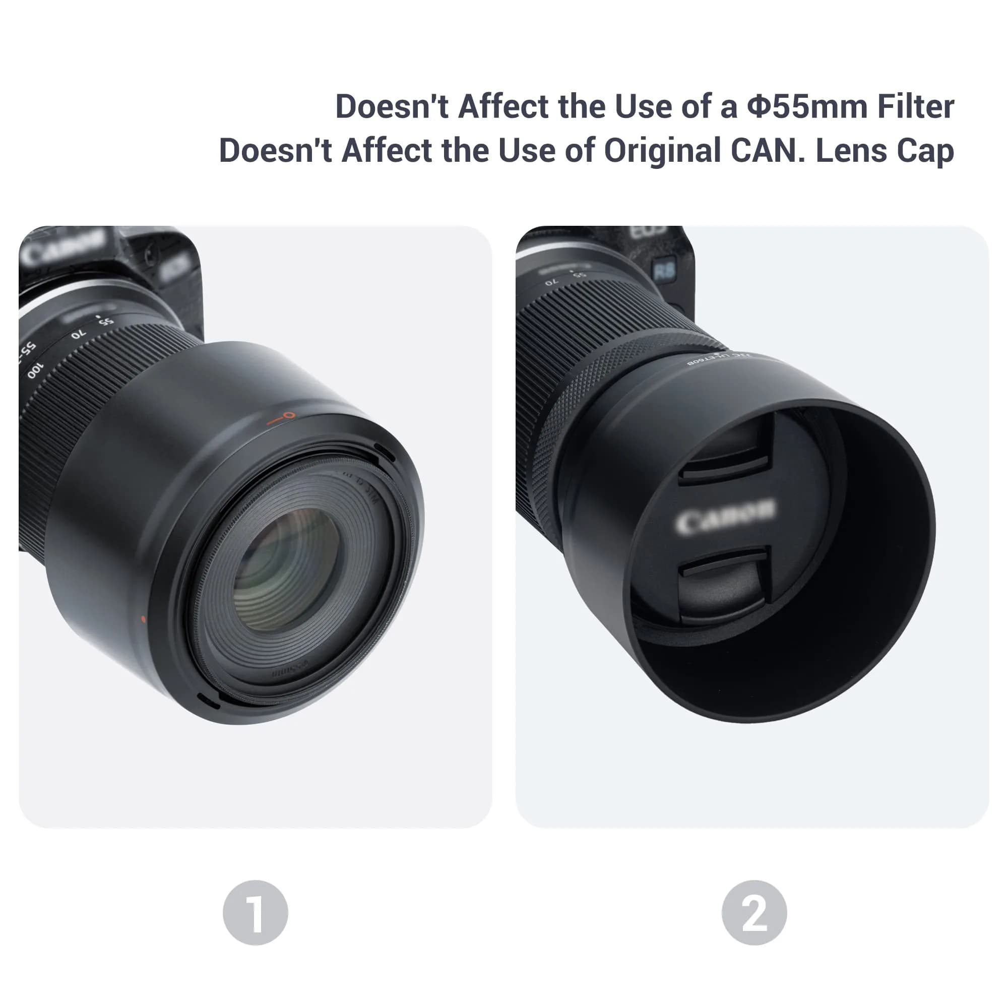 JJC ET-60B Lens Hood for Canon RF-S 55-210mm f/5-7.1 IS STM Lens | Reversible Bayonet Design with 55mm Filter Compatibility - view 5