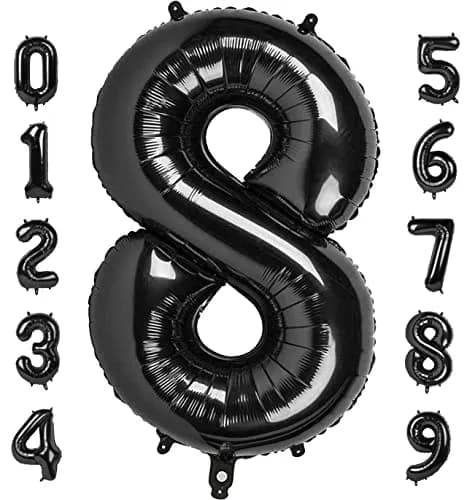 Mluchee Black Number 8 Balloon 40 Inch | Jumbo Party Decoration thumbnail 1