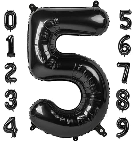 Mluchee Black Number 5 Balloon 40 Inch | Jumbo Foil Balloon for Birthday Party Decorations thumbnail 1