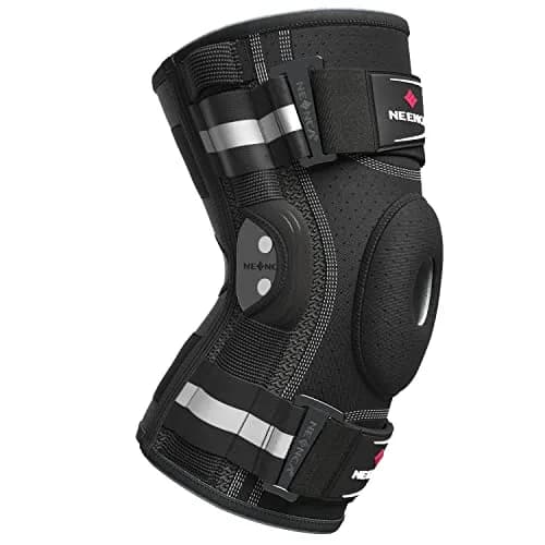 NEENCA Professional Knee Brace | Hinged Support for Men & Women, Patella Gel Pad, Removable Side Stabilizers, Adjustable Velcro Straps, Open Patella, Black, Large thumbnail 1