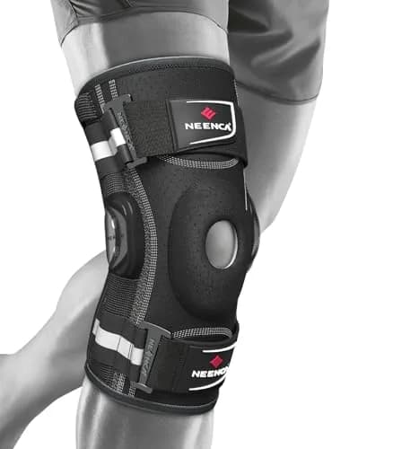 NEENCA Professional Knee Brace | Hinged Support for Men & Women, Patella Gel Pad, Removable Side Stabilizers, Adjustable Velcro Straps, Open Patella, Black, Large thumbnail 7