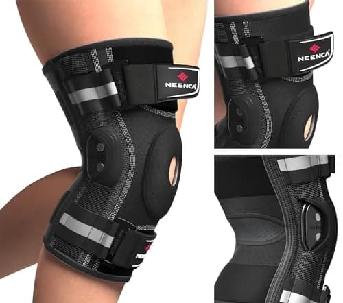 NEENCA Professional Knee Brace | Hinged Support for Men & Women, Patella Gel Pad, Removable Side Stabilizers, Adjustable Velcro Straps, Open Patella, Black, Large thumbnail 2