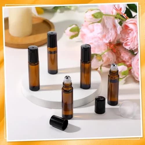 Sumind 150 Pcs Glass Essential Oil Roller Bottles 10 ml | Amber, Leakproof, Reusable thumbnail 4