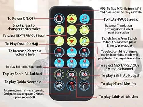 Hitopin Digital Quran Speaker with Remote Control 8G | Portable MP3 Player with 18 Reciters & 15 Translations thumbnail 9