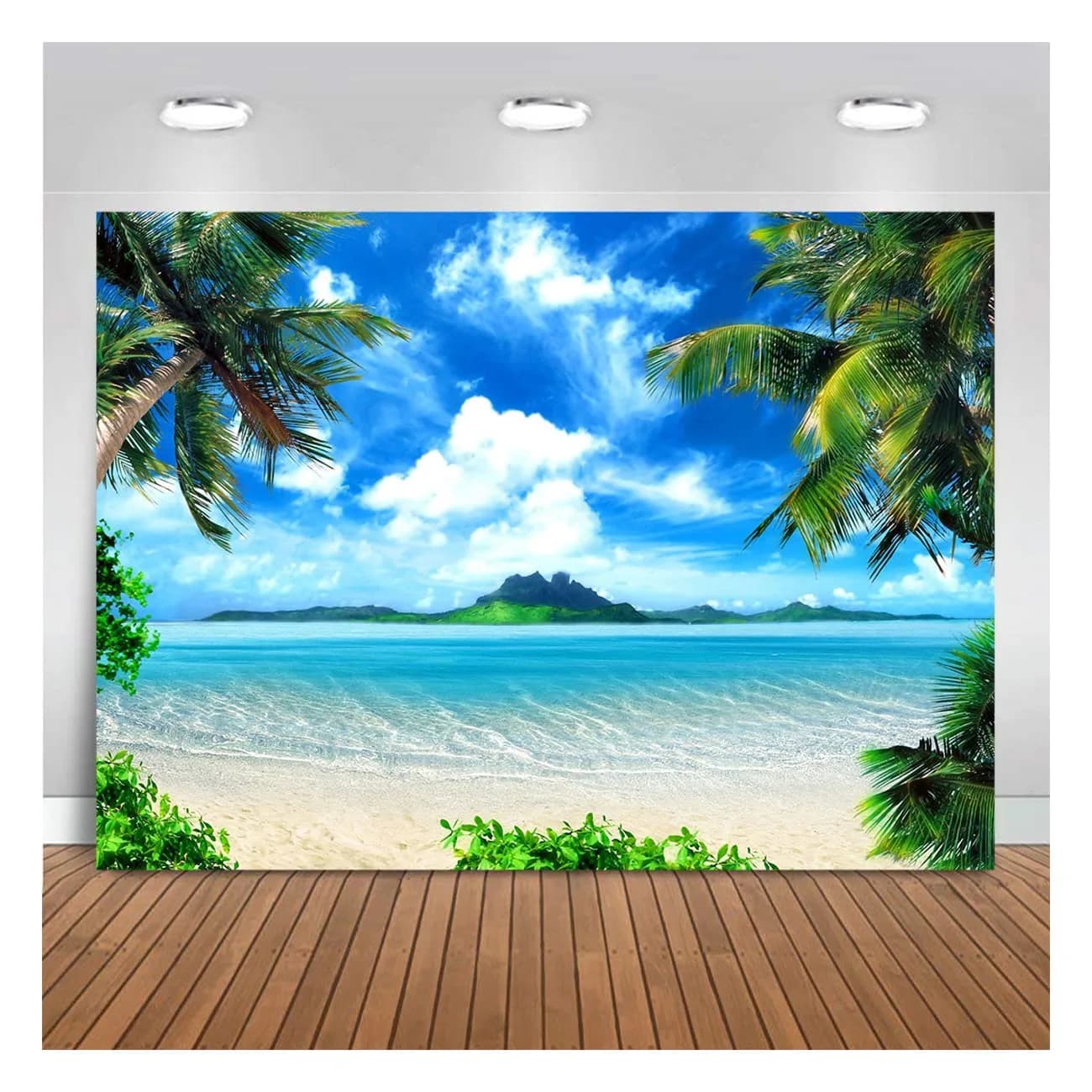 MAQTT Summer Beach Theme Photo Background Hawaii Coconut Tree Banquet Scene Photography Background Wedding Party Decorative Banner Photo Props 270cm x 180cm (9x6ft) - main product image