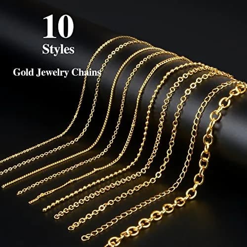 Ecoofor Gold Necklace Chains for Jewelry Making Kit 78.7ft (10 Rolls) | DIY Necklace Bracelet Jewelry Making with Jump Rings & Clasps thumbnail 2