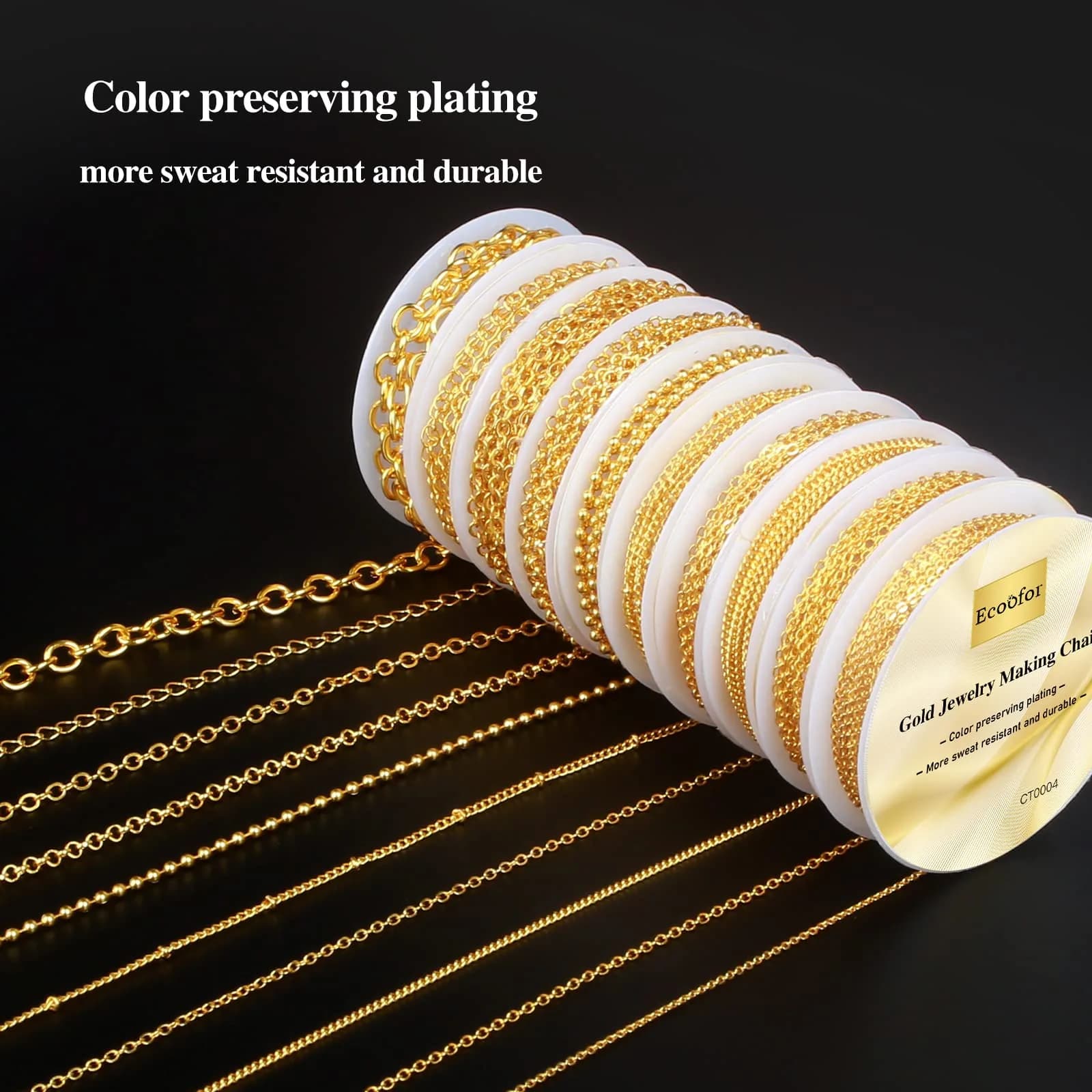 Ecoofor Gold Necklace Chains for Jewelry Making Kit 78.7ft (10 Rolls) | DIY Necklace Bracelet Jewelry Making with Jump Rings & Clasps - view 4