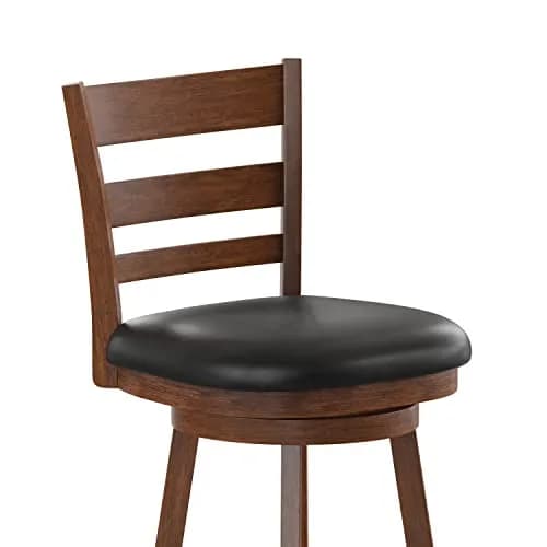 Taylor + Logan Zayne Classic Ladderback Wooden Swivel Counter Stool with Faux Leather Seat, Antique Oak/Black | Timeless Elegance for Kitchen & Dining thumbnail 6
