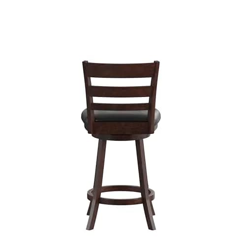 Taylor + Logan Zayne Classic Ladderback Wooden Swivel Counter Stool with Faux Leather Seat, Espresso/Black | Timeless Elegance & Modern Functionality thumbnail 7