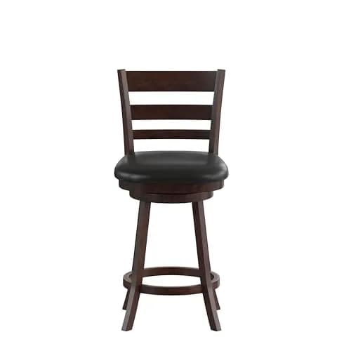 Taylor + Logan Zayne Classic Ladderback Wooden Swivel Counter Stool with Faux Leather Seat, Espresso/Black | Timeless Elegance & Modern Functionality thumbnail 9