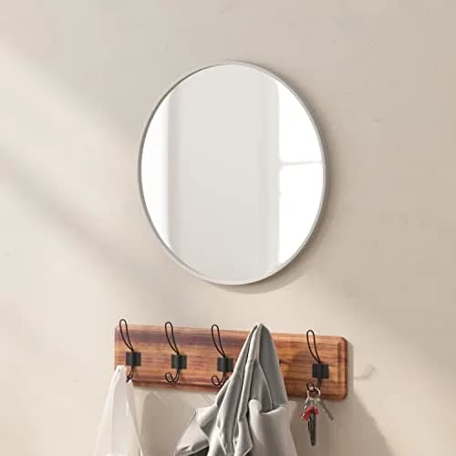 Taylor & Logan Julianne 20" Round Silver Metal Framed Wall Mirror | Modern, Safety & Versatile Design thumbnail 7