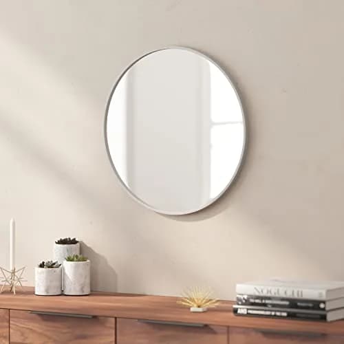 Taylor & Logan Julianne 20" Round Silver Metal Framed Wall Mirror | Modern, Safety & Versatile Design thumbnail 8
