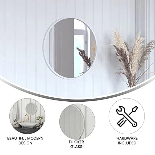 Taylor & Logan Julianne 20" Round Silver Metal Framed Wall Mirror | Modern, Safety & Versatile Design thumbnail 3