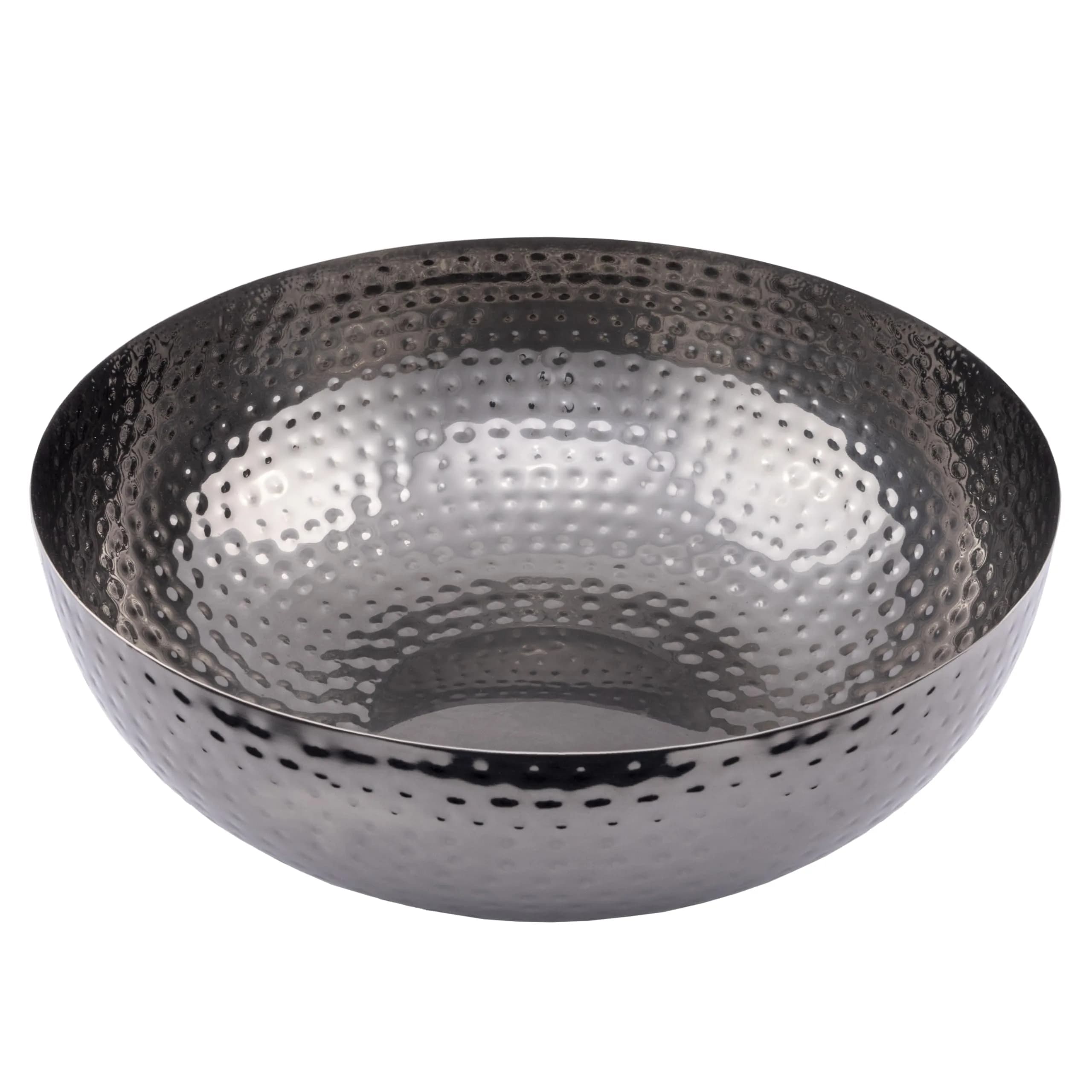 Creative Co-Op Hammered Metal Bowl, Oxidized Silver 36.8cm (14 inch) Diameter x 11.4cm (4.5 inch) H | Authentic USA Import — Oxidized Silver