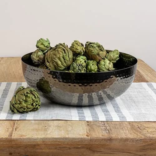 Creative Co-Op Hammered Metal Bowl, Oxidized Silver 36.8cm (14 inch) Diameter x 11.4cm (4.5 inch) H | Authentic USA Import thumbnail 5