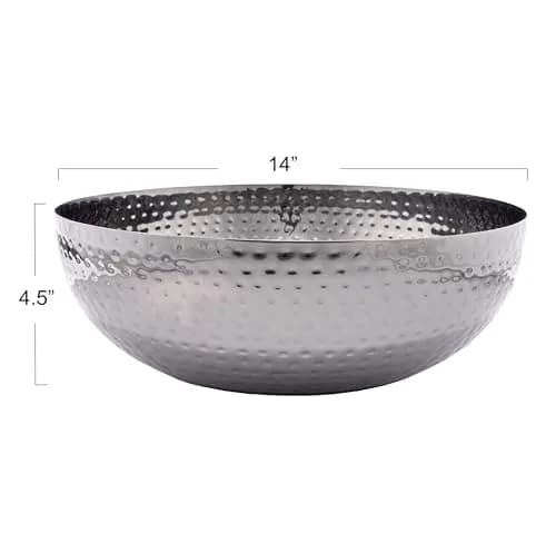 Creative Co-Op Hammered Metal Bowl, Oxidized Silver 36.8cm (14 inch) Diameter x 11.4cm (4.5 inch) H | Authentic USA Import thumbnail 2