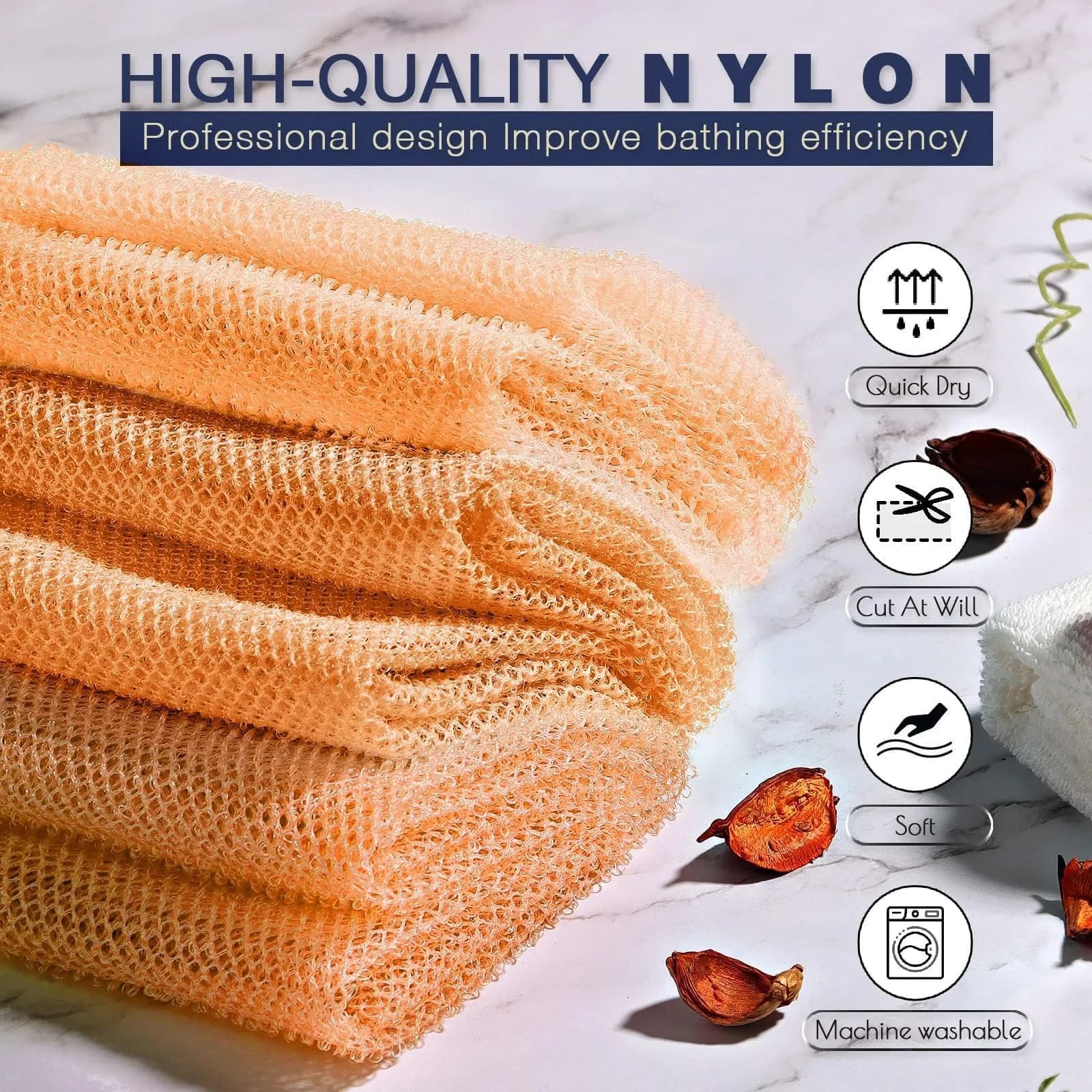UJFQBH African Net Sponge 3 Pack - Bright Yellow | Deep Cleansing & Gentle Exfoliation - view 4