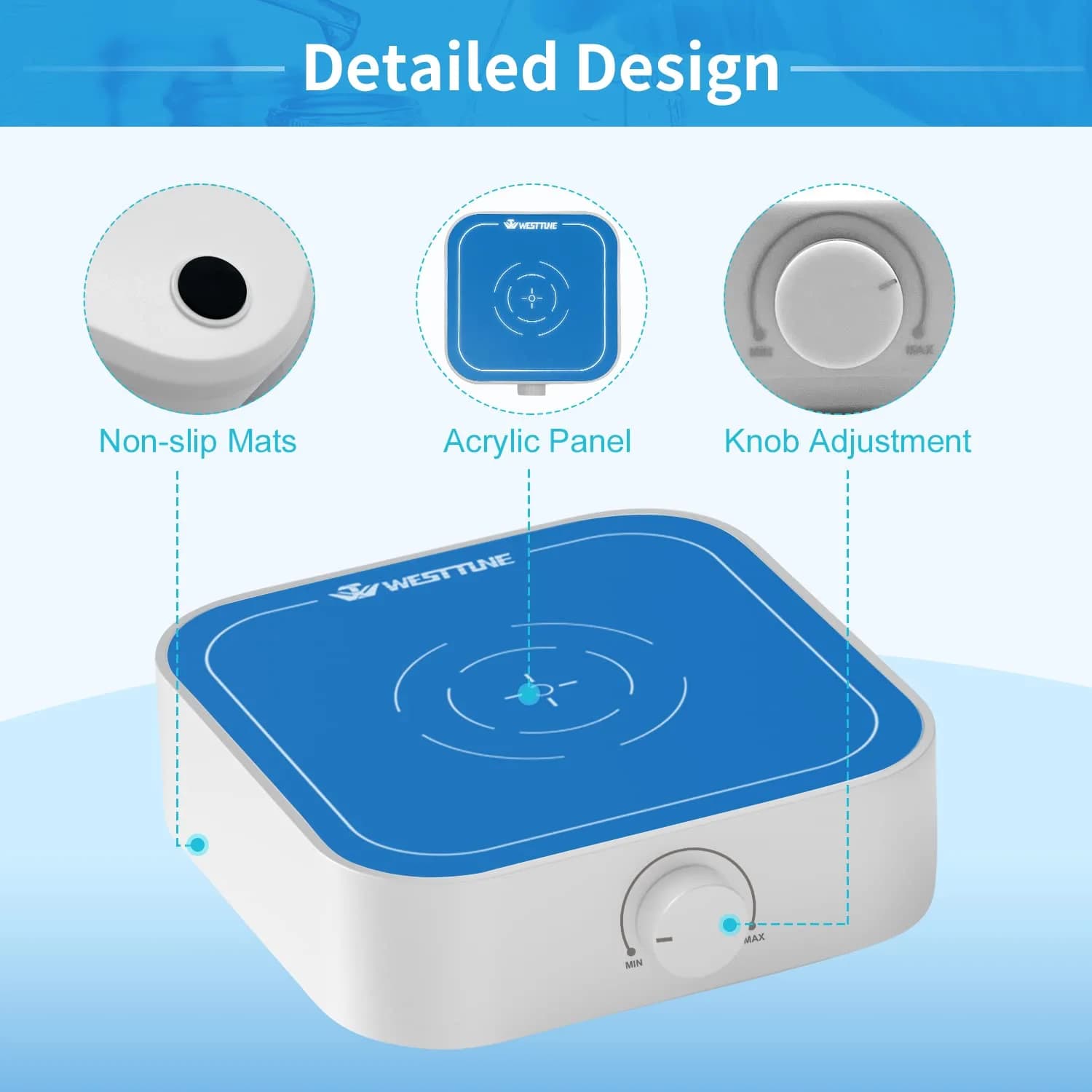 WEST TUNE 3000rpm Magnetic Stirrer Mixer with Stir Bar, Brushless DC Motor, 3000ml Capacity | Lab Supply - view 2