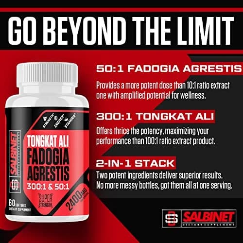 Salbinet 2400mg Nutritional Supplement 60 Count | Fadogia Agrestis & Tongkat Ali for Muscle & Performance thumbnail 5