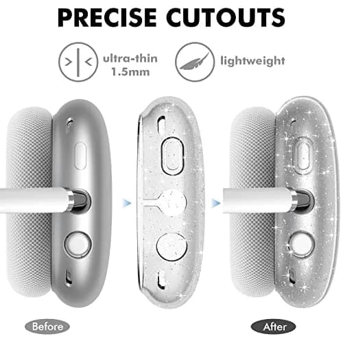 NIUTRENDZ Glitter Clear Case for AirPods Max | Soft TPU Protective Ear Cups Cover (1 Unit) thumbnail 4