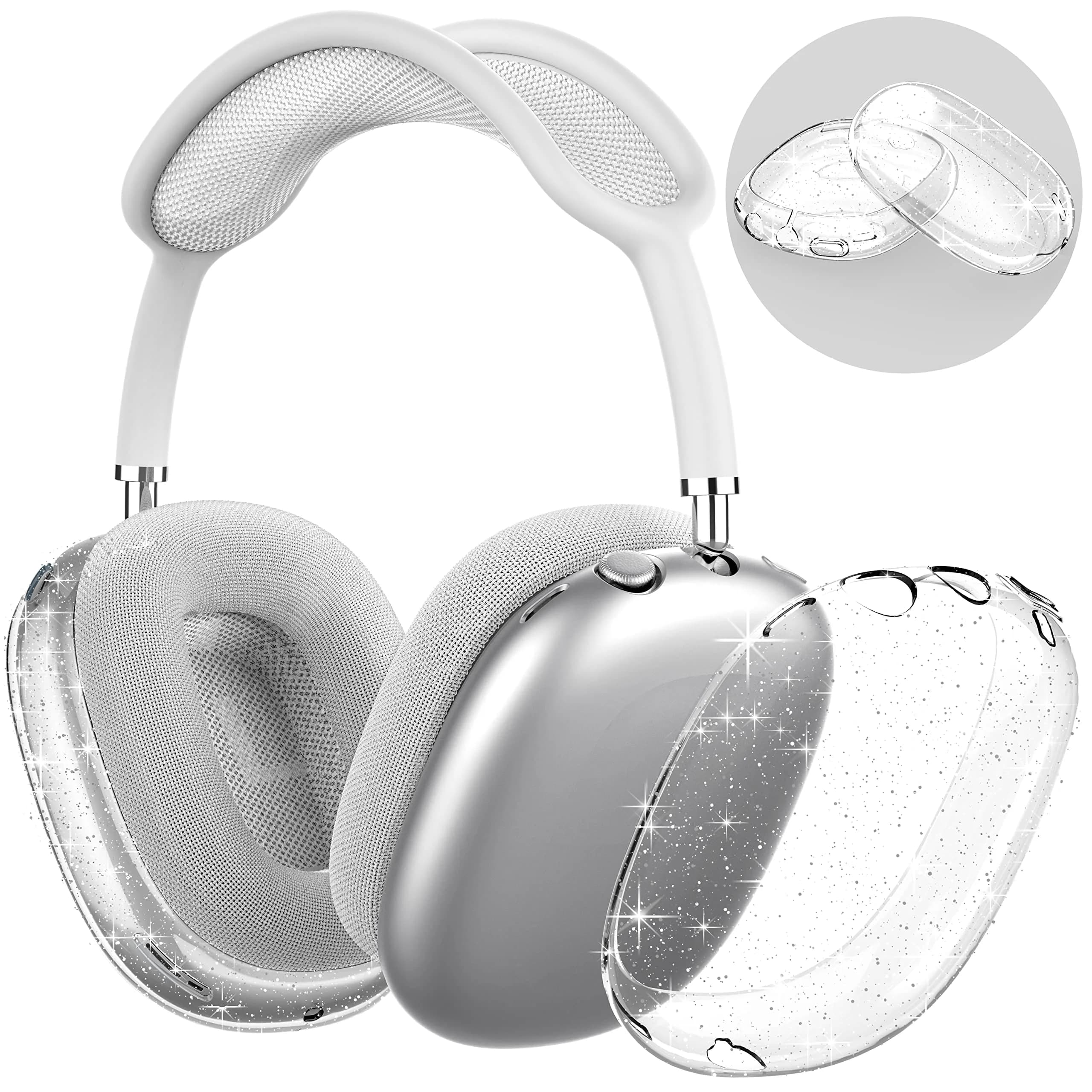 NIUTRENDZ Glitter Clear Case for AirPods Max | Soft TPU Protective Ear Cups Cover (1 Unit)