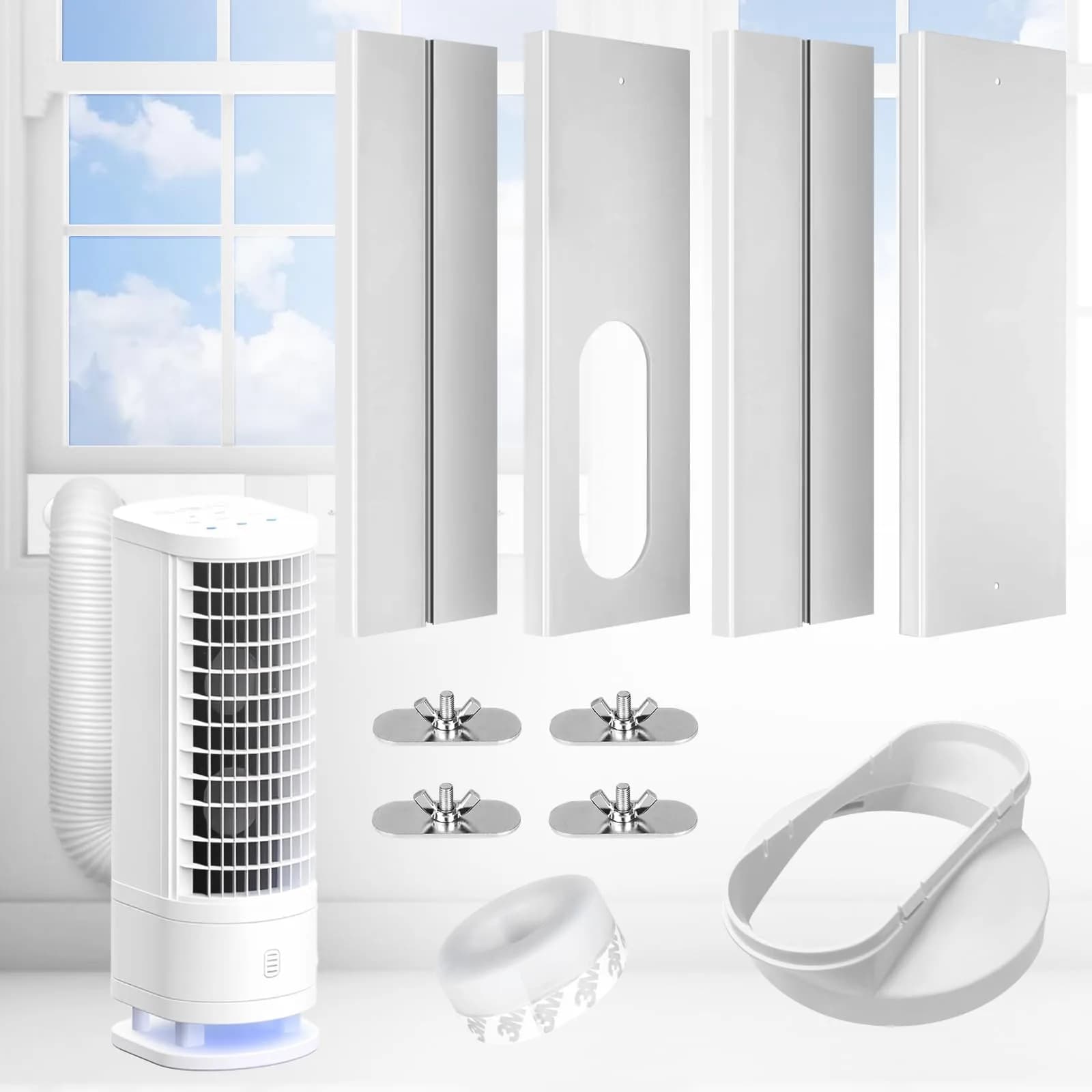Haikun Portable AC Window Vent Kit 17-60" Adjustable | Easy Install, Durable PVC