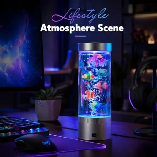 impcenst Jellyfish Lamp with RGB Color Changing LED Lights | Bubble Fish Tank Night Light for Bedroom & Desk thumbnail 3