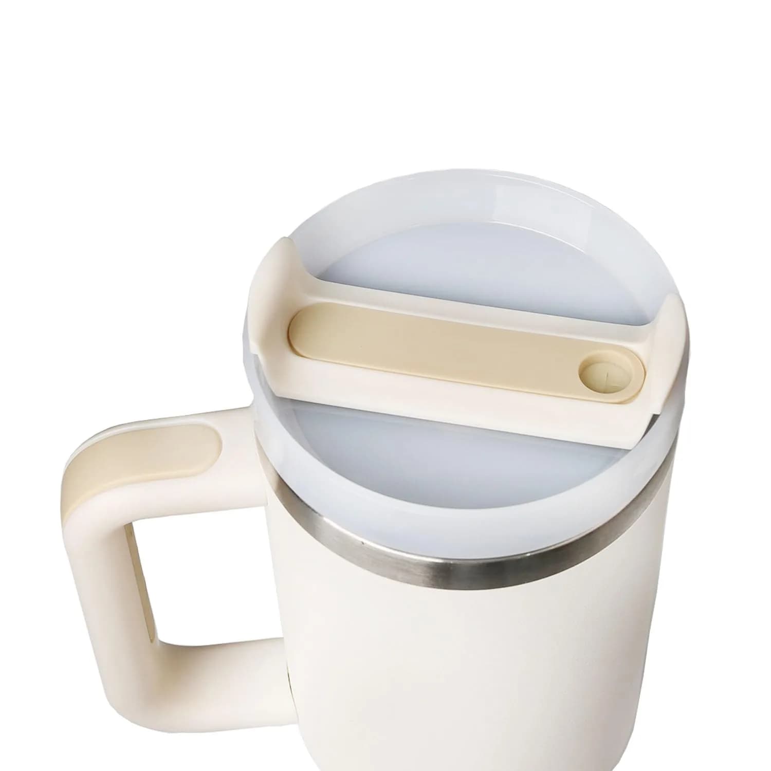 Horsdo 40oz Tumbler Lid with Straw Opening for Stanley Quencher 2.0 | Beige, 2-Pack - view 4