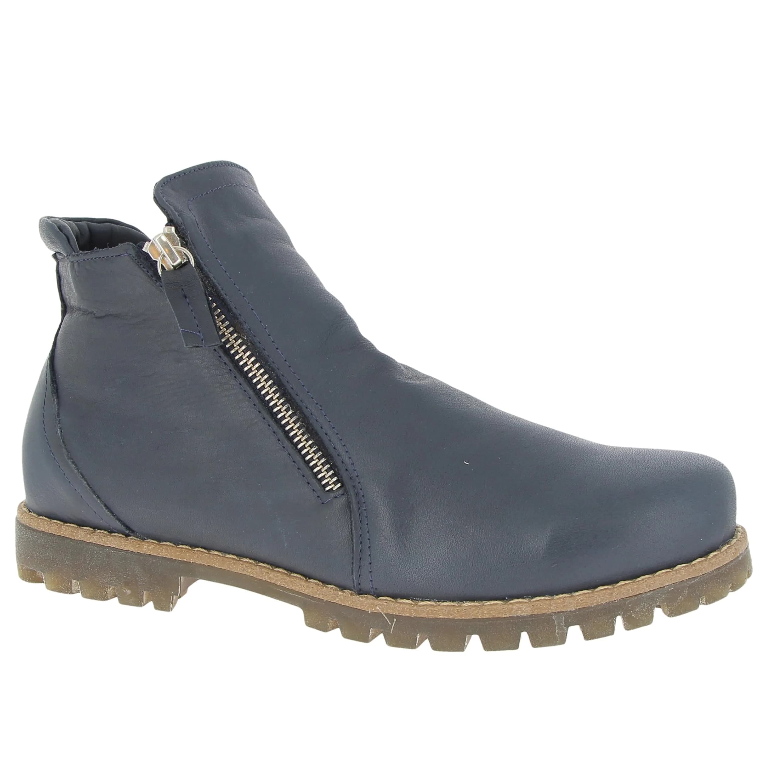 Andrea Conti Women's Boat Fashion Boot, D Blue, Size 8 | Leather Ankle Boot with Block Heel