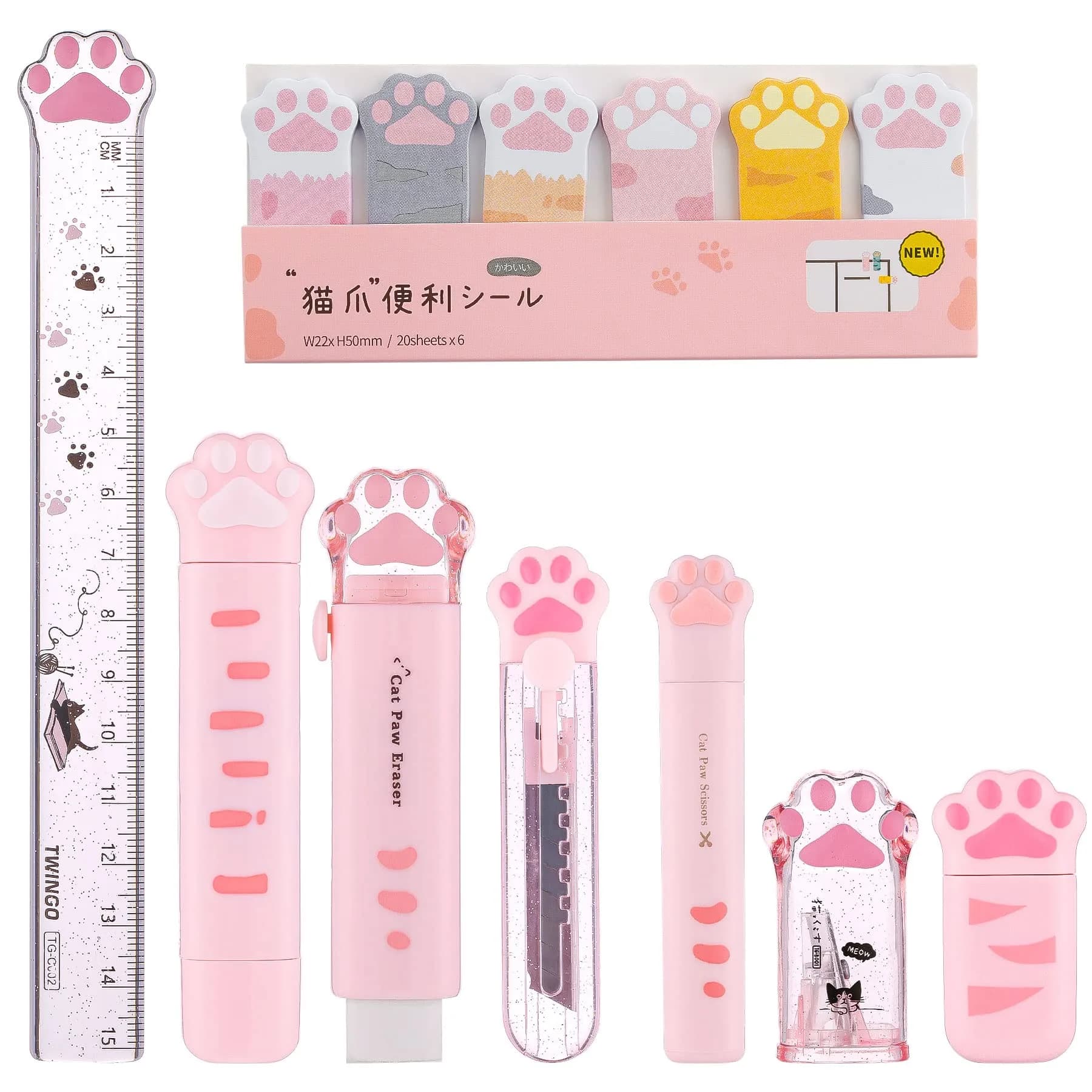Kogcmeetl Pink Eraser | Retractable Pencil & Multipurpose Correction Tape (Pink) — Style A (Pink)