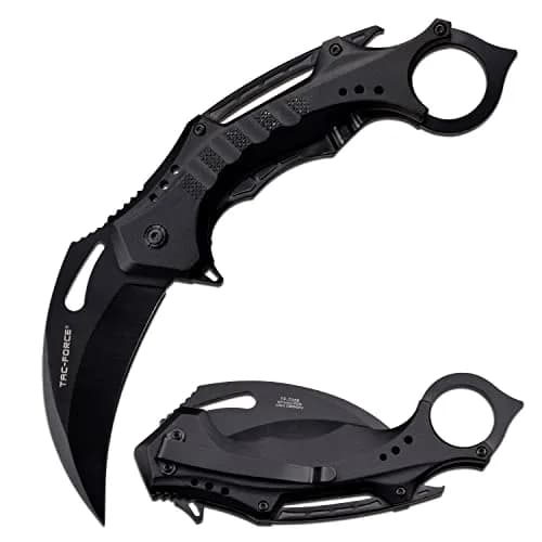 Tac-Force Folding Pocket Knife, 3.25-inch Black Blade, Black Aluminum Handle, 8.75-inch Overall Length TF-705K-BK thumbnail 1