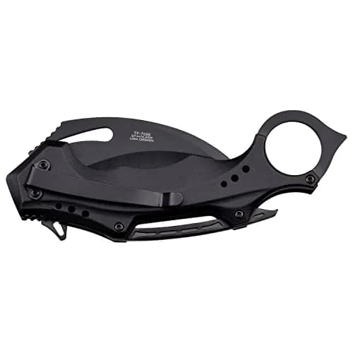 Tac-Force Folding Pocket Knife, 3.25-inch Black Blade, Black Aluminum Handle, 8.75-inch Overall Length TF-705K-BK thumbnail 2