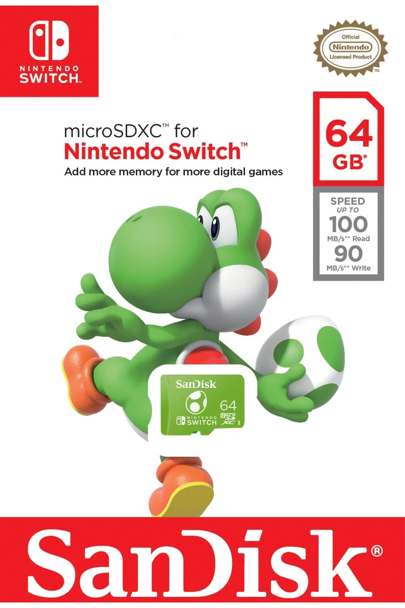 SanDisk 64GB microSDXC Card for Nintendo Switch, Yoshi Edition | 100MB/s Read, 90MB/s Write - view 7