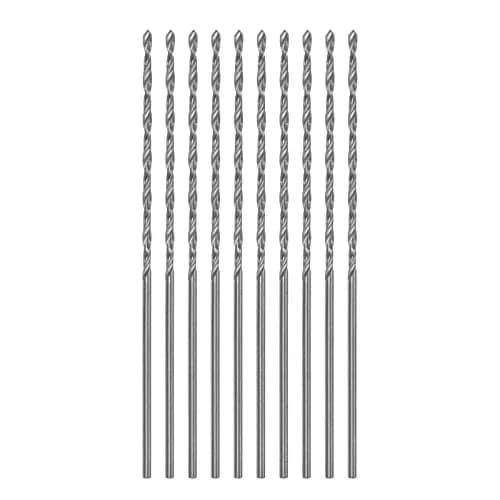HARFINGTON 10pcs Extra Long Drill Bits 1.3mm | High-Speed Steel, Straight Shank, 65mm Length for Metal & Wood thumbnail 1