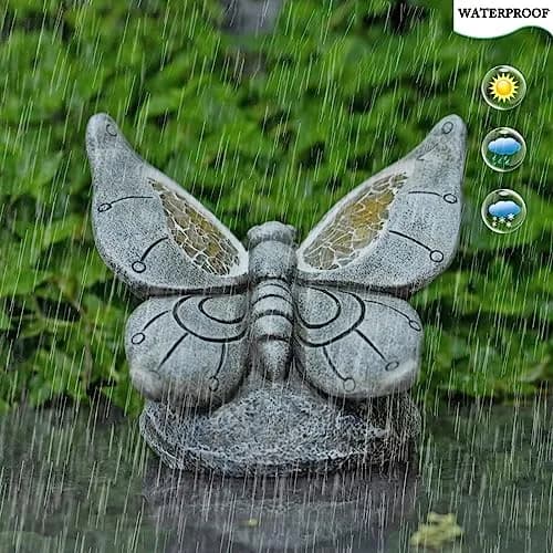 Rezpuao Solar Butterfly Statue 17.0 cm (6.7 inches) | Weatherproof Resin Garden Decor with LED Light thumbnail 5