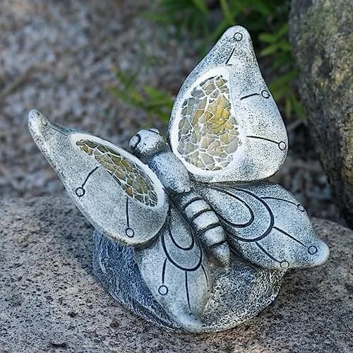 Rezpuao Solar Butterfly Statue 17.0 cm (6.7 inches) | Weatherproof Resin Garden Decor with LED Light thumbnail 6