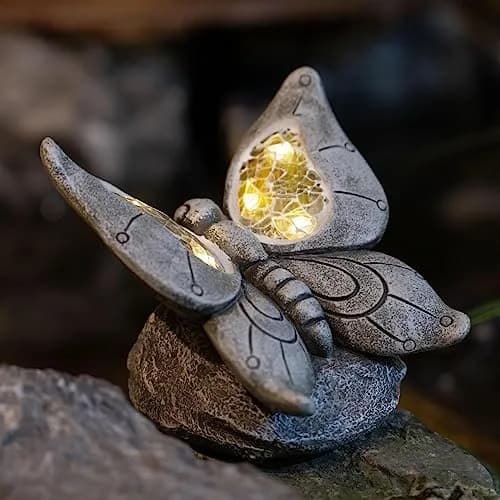 Rezpuao Solar Butterfly Statue 17.0 cm (6.7 inches) | Weatherproof Resin Garden Decor with LED Light thumbnail 7