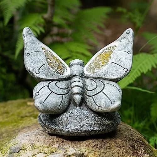 Rezpuao Solar Butterfly Statue 17.0 cm (6.7 inches) | Weatherproof Resin Garden Decor with LED Light thumbnail 2
