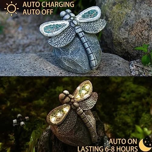 Rezpuao Solar Dragonfly Garden Statue 18 cm (7.36 inches) | Weatherproof Resin Decor for Patio, Lawn, Yard thumbnail 4