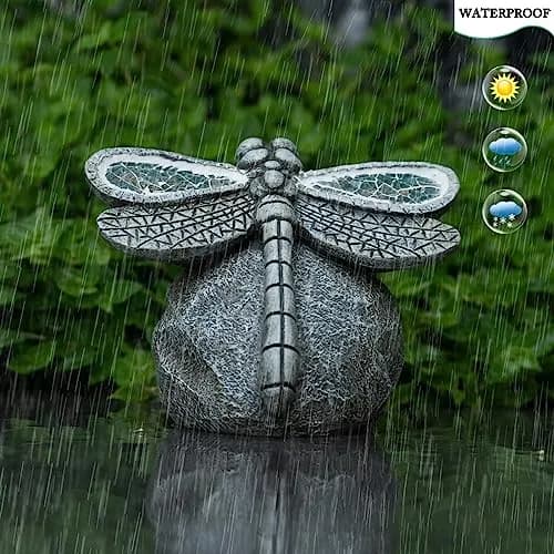 Rezpuao Solar Dragonfly Garden Statue 18 cm (7.36 inches) | Weatherproof Resin Decor for Patio, Lawn, Yard thumbnail 5