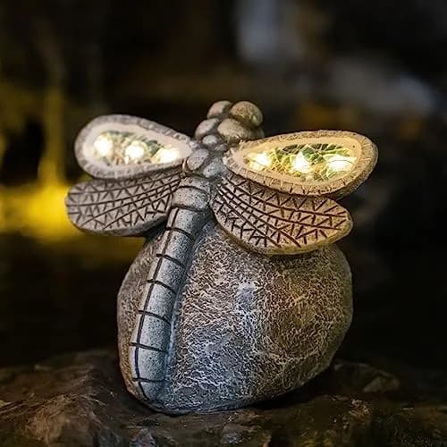 Rezpuao Solar Dragonfly Garden Statue 18 cm (7.36 inches) | Weatherproof Resin Decor for Patio, Lawn, Yard thumbnail 6