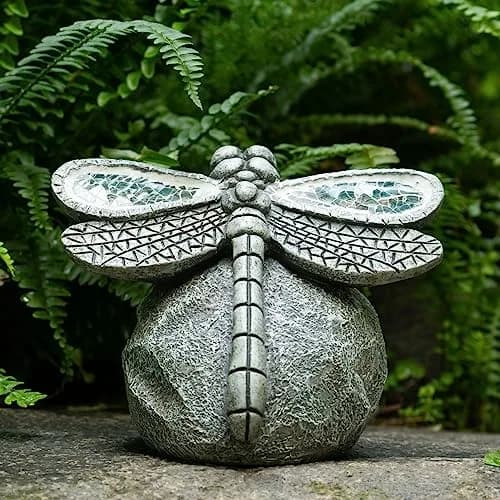 Rezpuao Solar Dragonfly Garden Statue 18 cm (7.36 inches) | Weatherproof Resin Decor for Patio, Lawn, Yard thumbnail 2