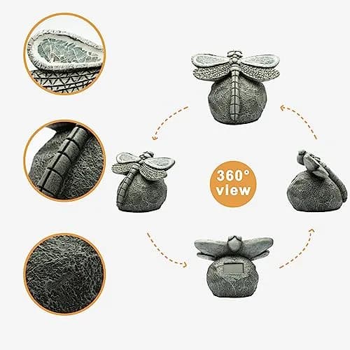 Rezpuao Solar Dragonfly Garden Statue 18 cm (7.36 inches) | Weatherproof Resin Decor for Patio, Lawn, Yard thumbnail 3