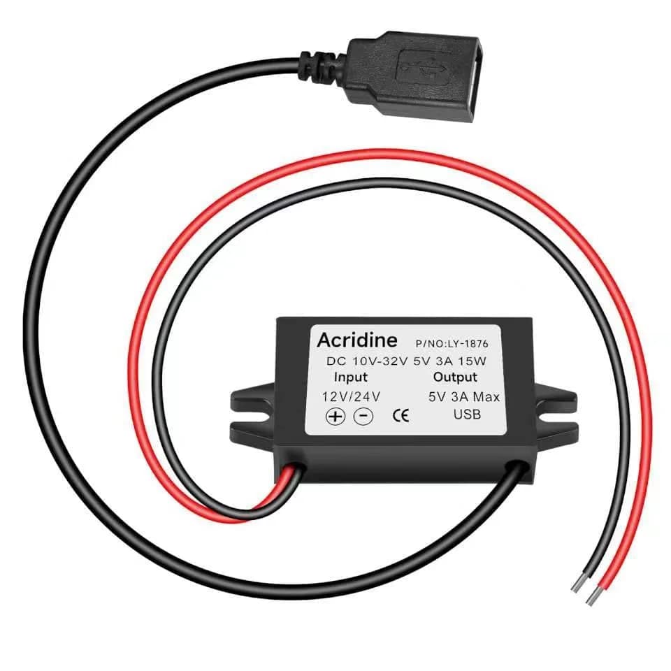 Acridine 12V 24V DC to 5V 3A USB Converter Adapter Buck Module | 15W Output Power - main product image