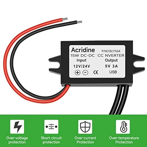 Acridine 12V 24V DC to 5V 3A USB Converter Adapter Buck Module | 15W Output Power thumbnail 4