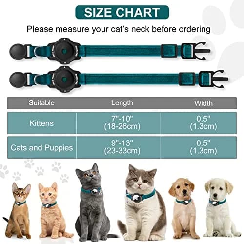 OUCWLTAG Luminous AirTag Cat Collar Breakaway 7-10 Inch | GPS Pet Tracker with Safety Elastic Band thumbnail 6