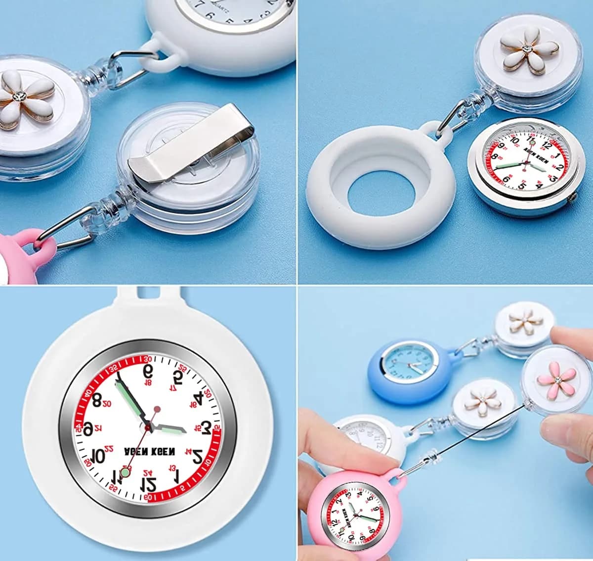 AGEN KGEN Retractable Nurse Watch White 38mm (1.5in) | Japanese Quartz Movement for Medical Professionals - view 6