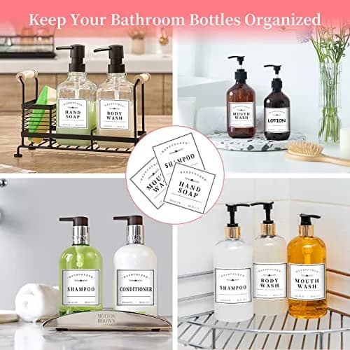 HVSWLY 24PCS Bathroom Labels for Soap Dispenser, Bottle Labels for Hand Soap, Mouthwash, Shampoo, Conditioner, Body Wash | Waterproof & Reusable thumbnail 6