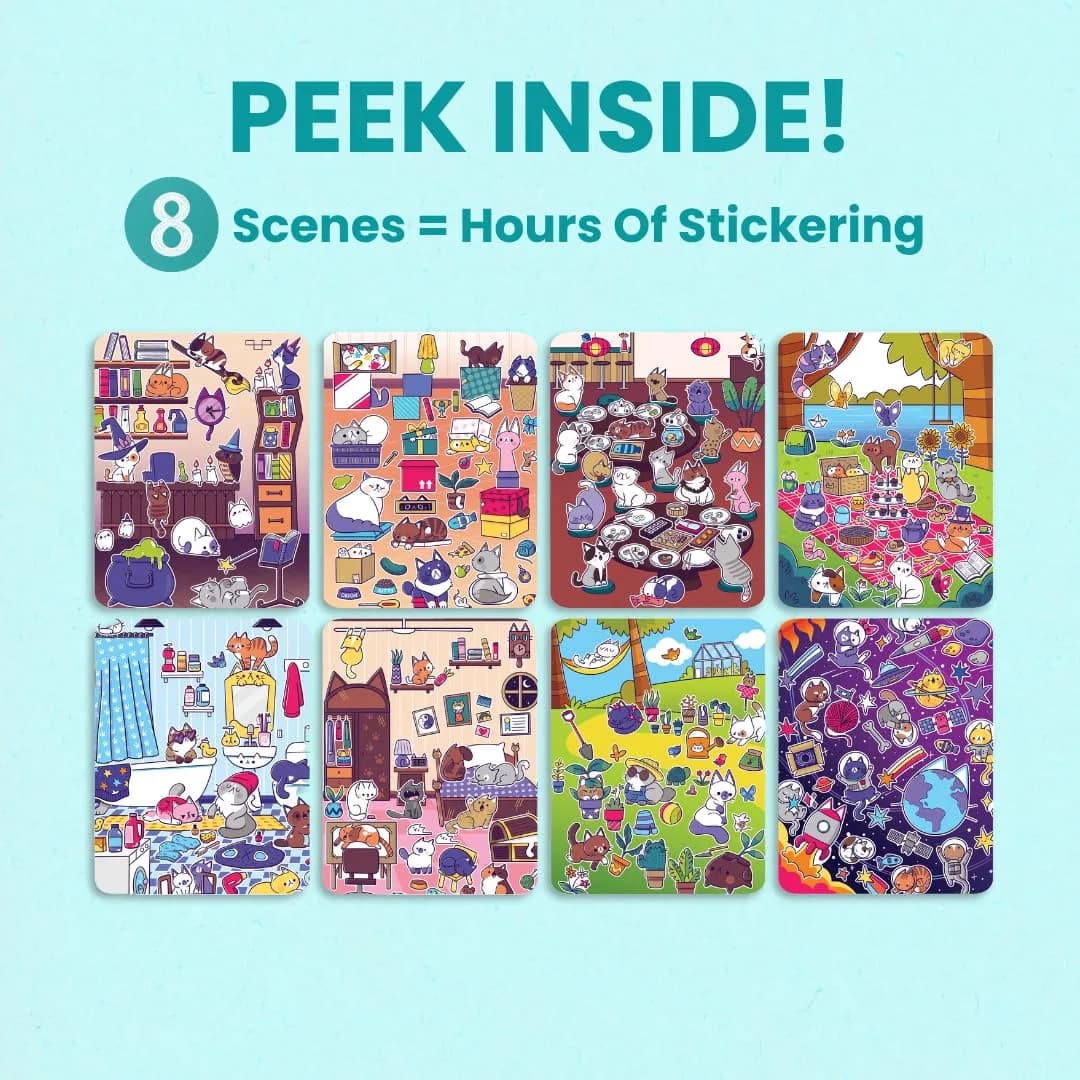 CUPKIN Land of Cats Sticker Book | Toddler Road Trip Coloring and Sticker Book for Ages 2-8 Years thumbnail 7